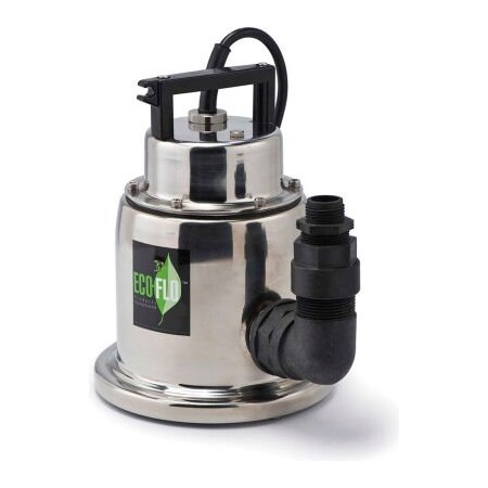 Eco Flo Products Eco-Flo SUP64 Submersible Utility Pump, Stainless Steel, Manual, 1/4 HP, 1500 GPH SUP64